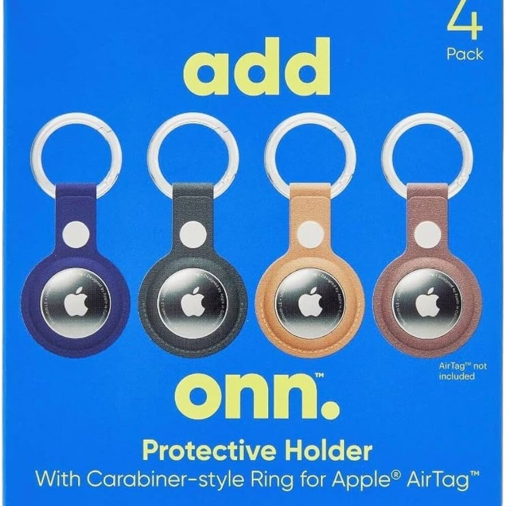 Onn. Protective Holder With Carabiner-Style Ring For AirTag